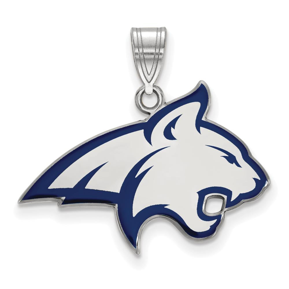LogoArt Sterling Silver Montana State University Large Enamel Pendant Necklace