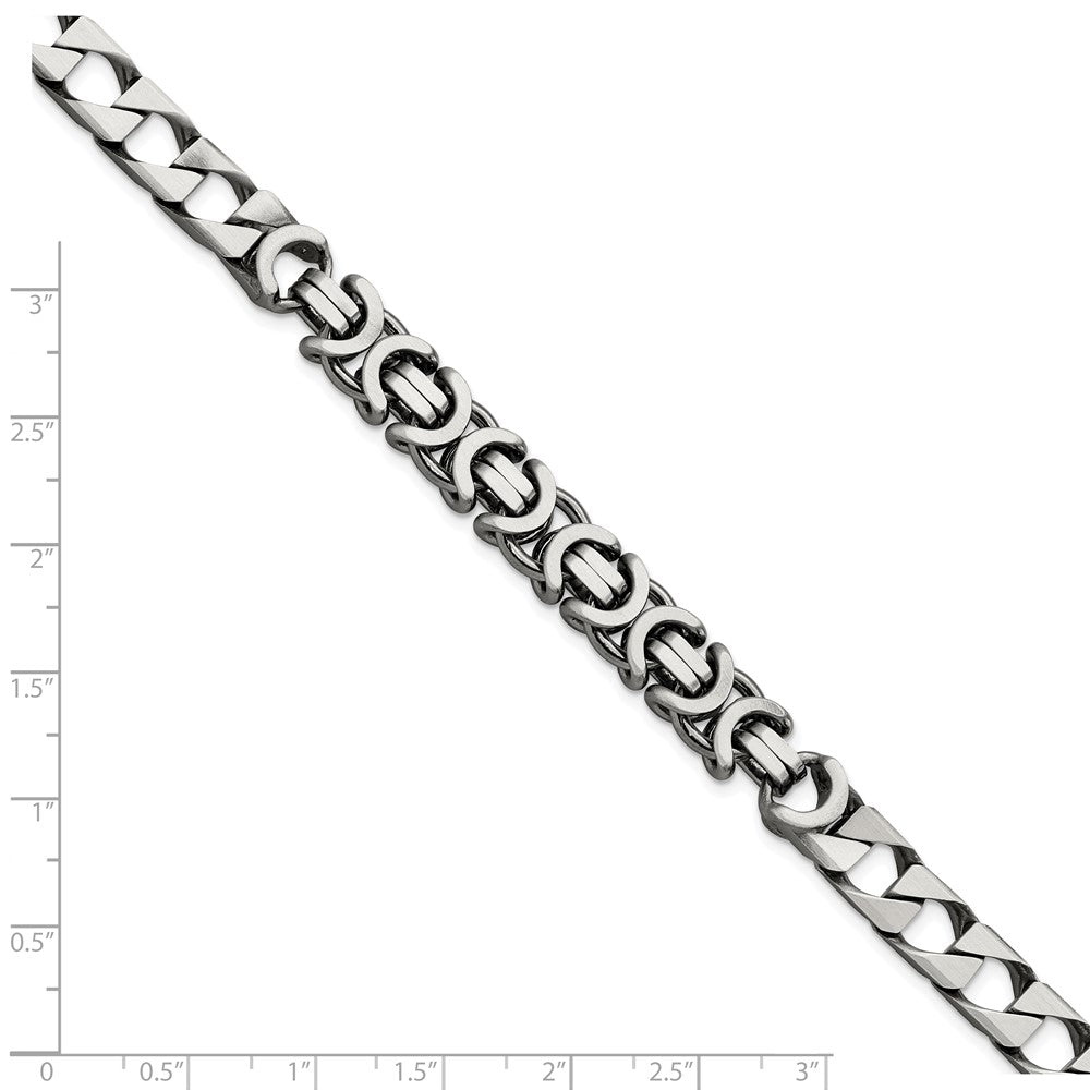 Sterling Silver Mens Antiqued Brushed Curb/Circles Bracelet 8.5 inches