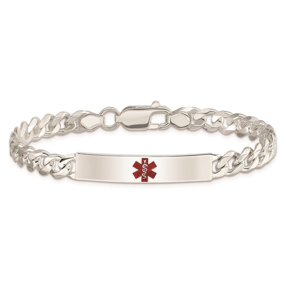 Sterling Silver Polished Medical Curb Link ID Bracelet 7.5 inches