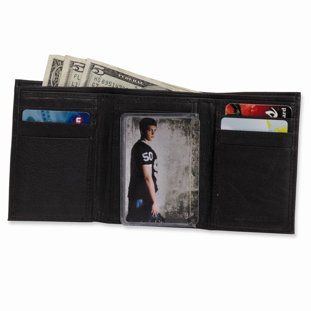 Mens Brown Leather Tri-fold Wallet