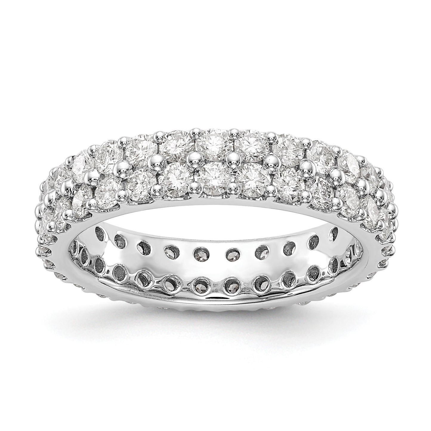 14k White Polished Round 2CT Double Row Diamond Eternity Band