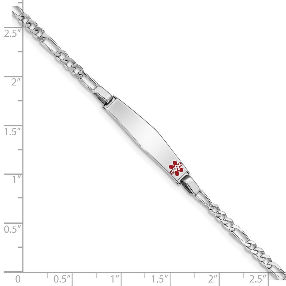 Sterling Silver Rhodium-plated Medical ID Figaro Link Bracelet 7 inches