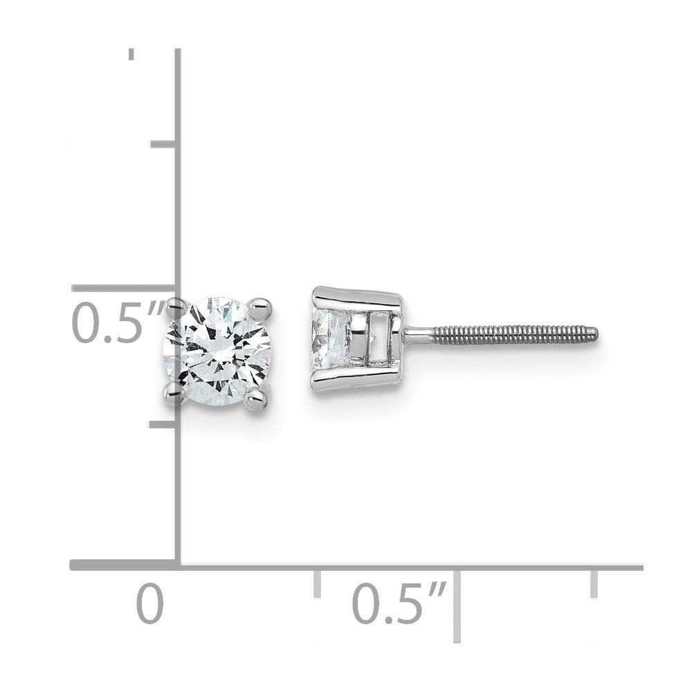 14k White Gold 3/4 ctw Lab Grown Diamond VS+ F+ Round 4 Prong Heavy Wt. Screwback Stud Earrings