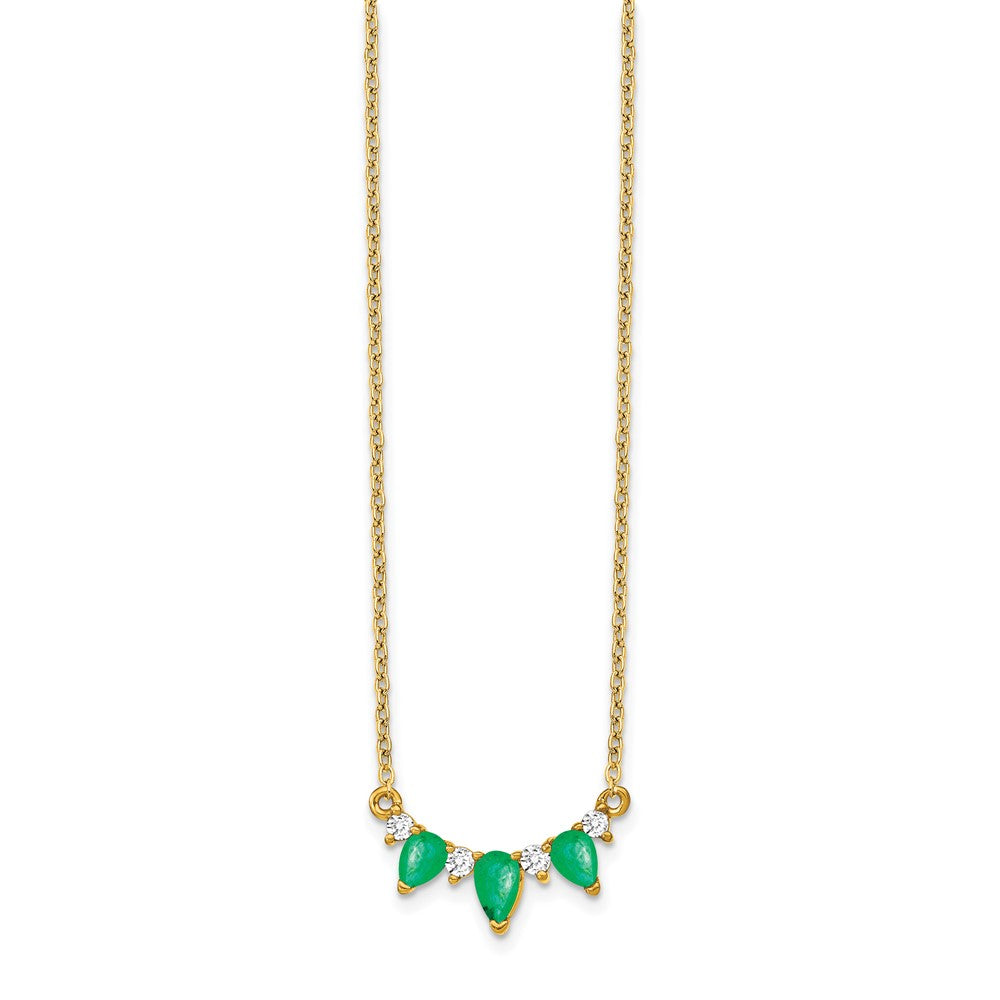 14k Emerald and Diamond 18 inch Necklace