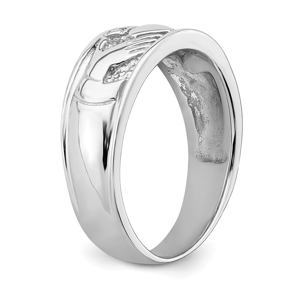 14k White Gold Ladies Polished Claddagh Band Size 7