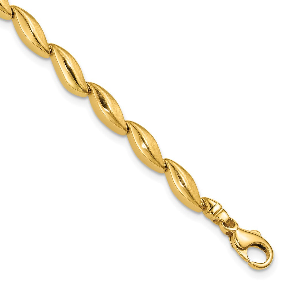 14K Polished and Satin 4.2mm Fancy Link Bracelet 7.5  inches