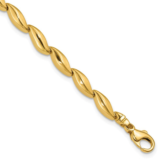14K Polished and Satin 4.2mm Fancy Link Bracelet 7.5  inches