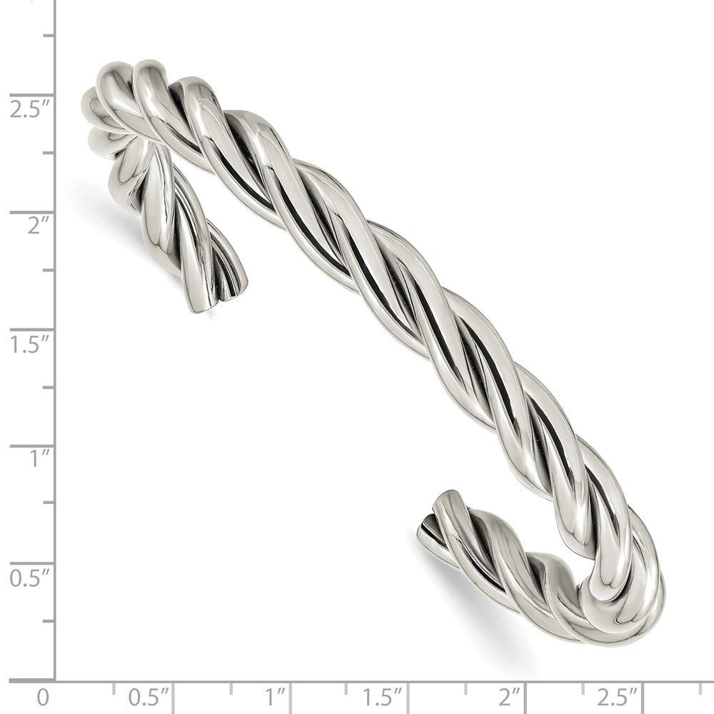 Stainless Steel Polished Twisted Cuff Bangle