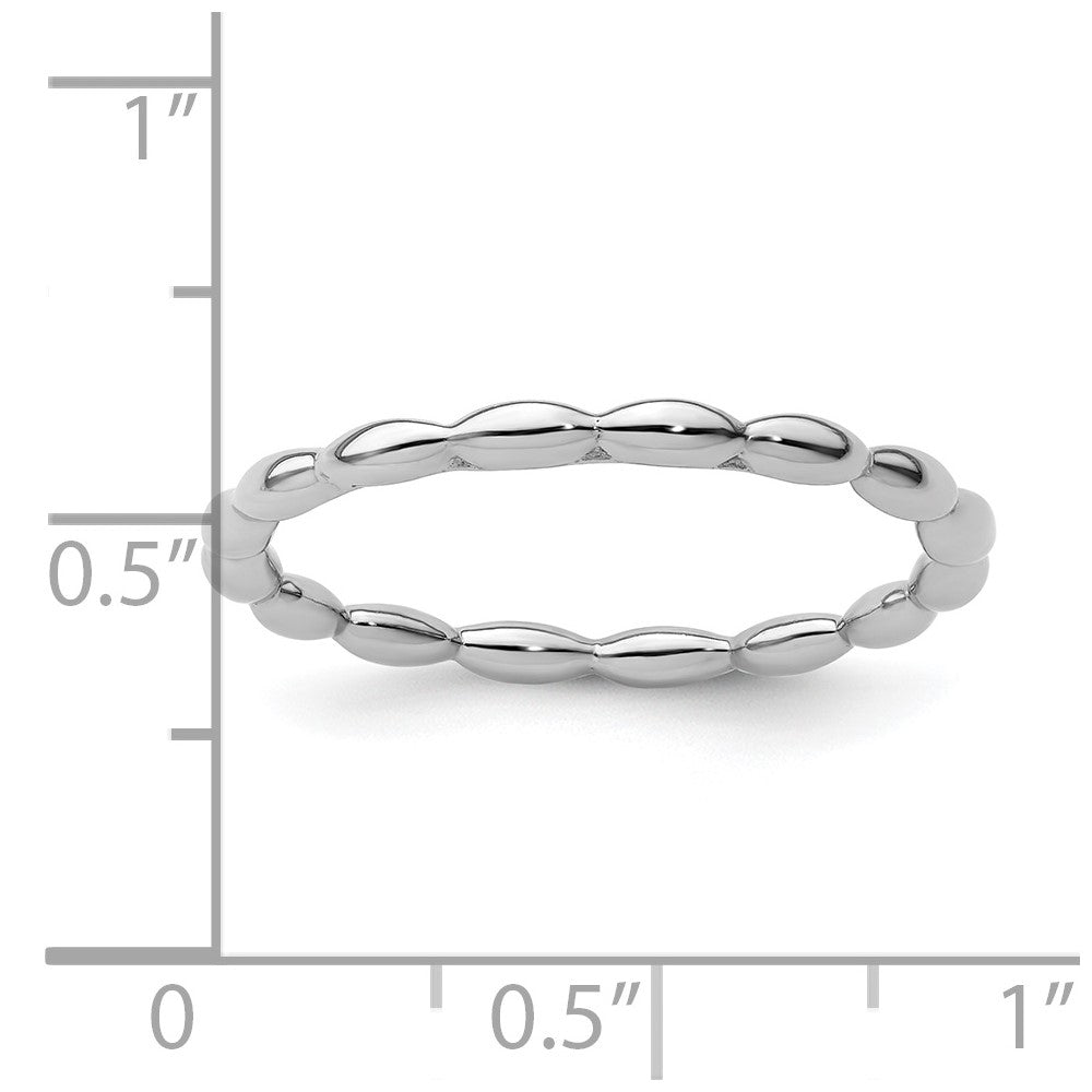 Sterling Silver Stackable Expressions Rhodium Rice Bead Ring Size -10