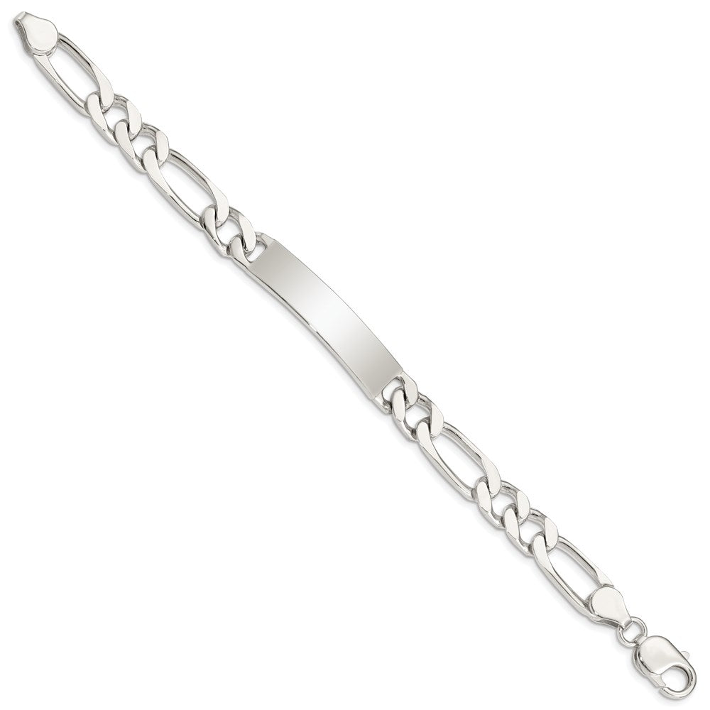 Sterling Silver 8.5inch Polished Engraveable Figaro Link ID Bracelet 8.5 inches