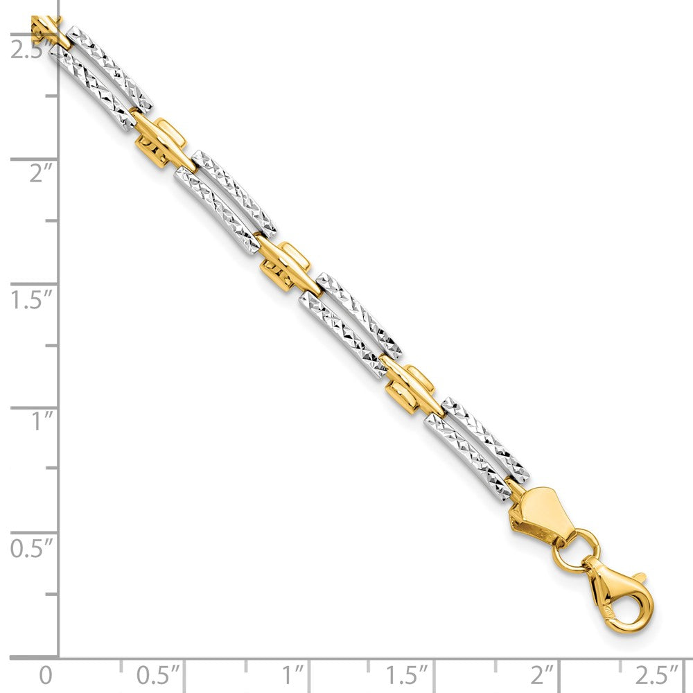 14K w/Rhodium D/C Bracelet 7  inches