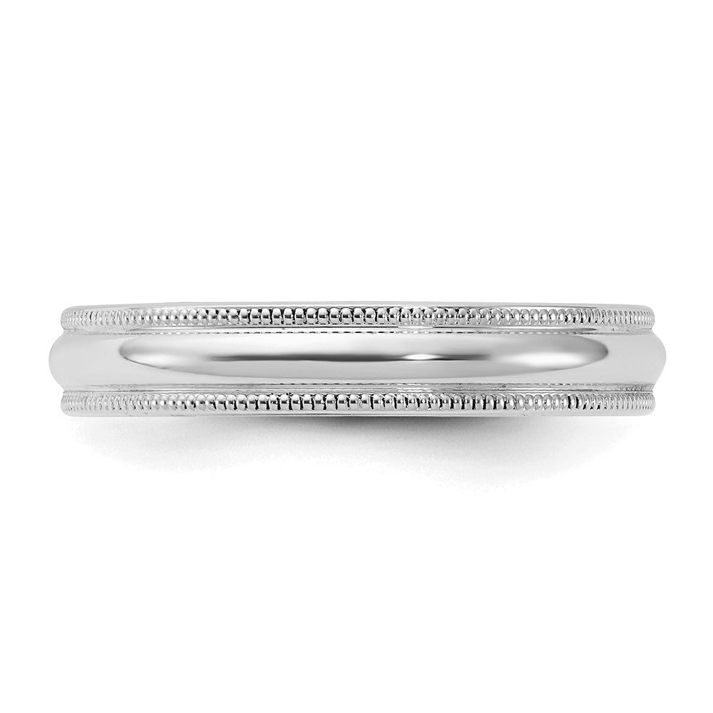 Sterling Silver Rhodium-plated 4mm Comfort Fit Milgrain Size 10 Band