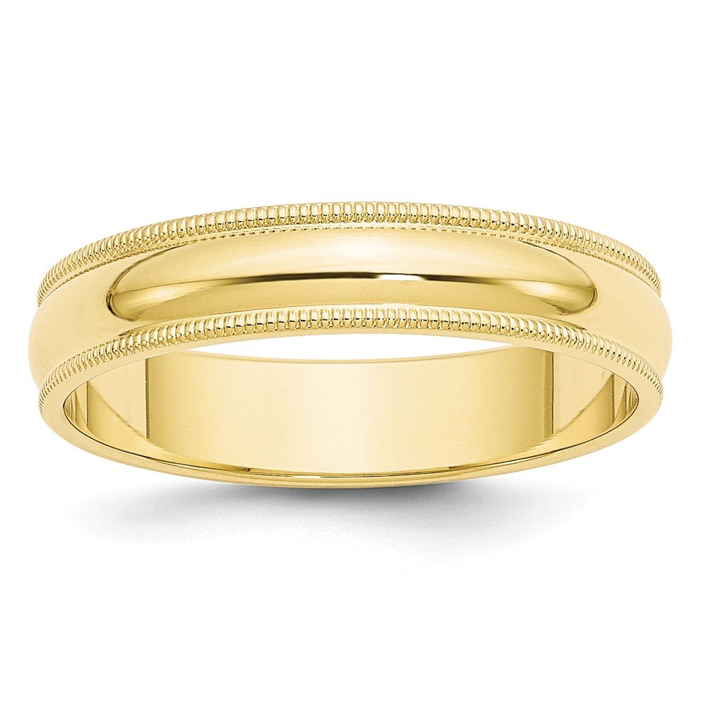 10k Yellow Gold 5mm Milgrain Half Round Wedding Band Size 7