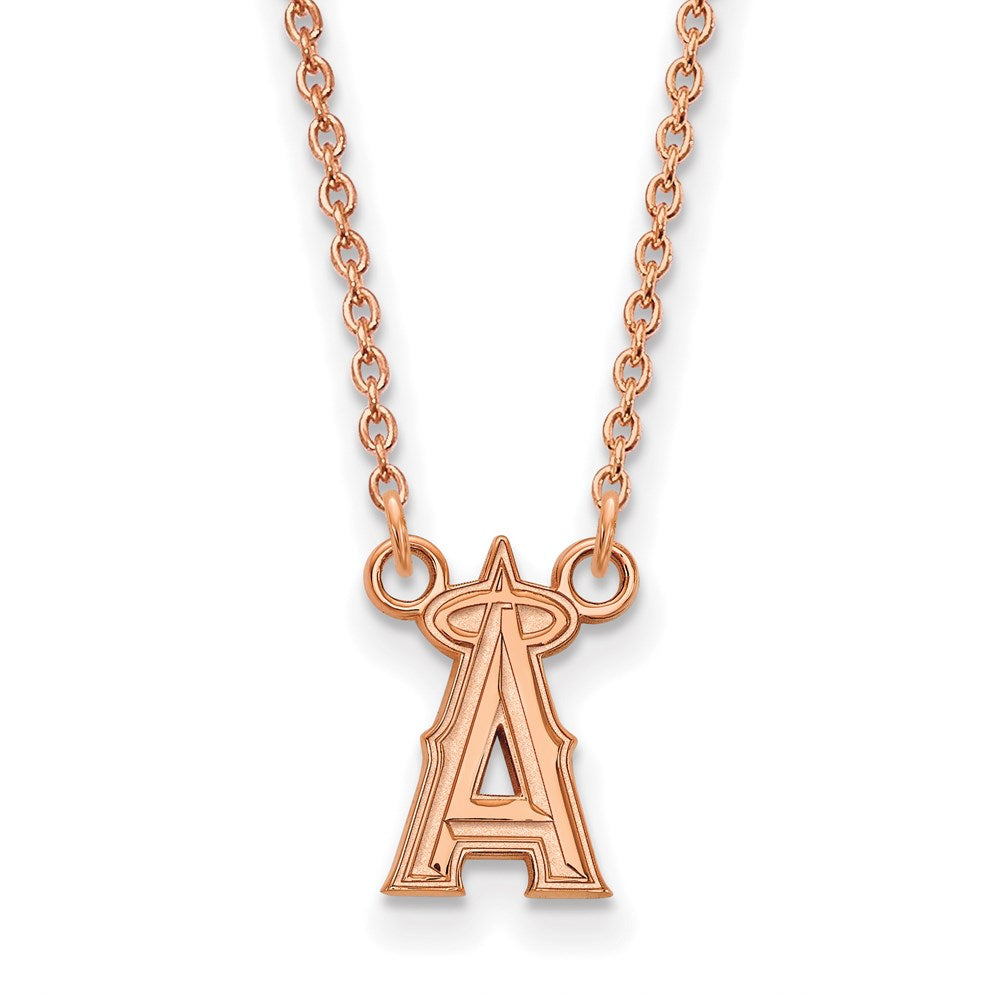 Sterling Silver Rose Gold-plated MLB LogoArt Los Angeles Angels Small Penda