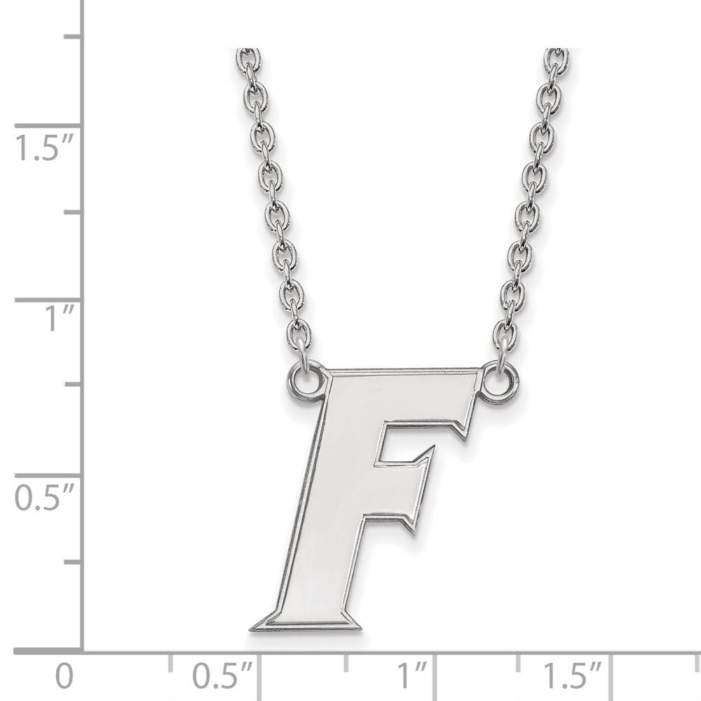 Sterling Silver Rhodium-plated LogoArt University of Florida Letter F Large Pendant 18 inch Necklace QSS066UFL-18