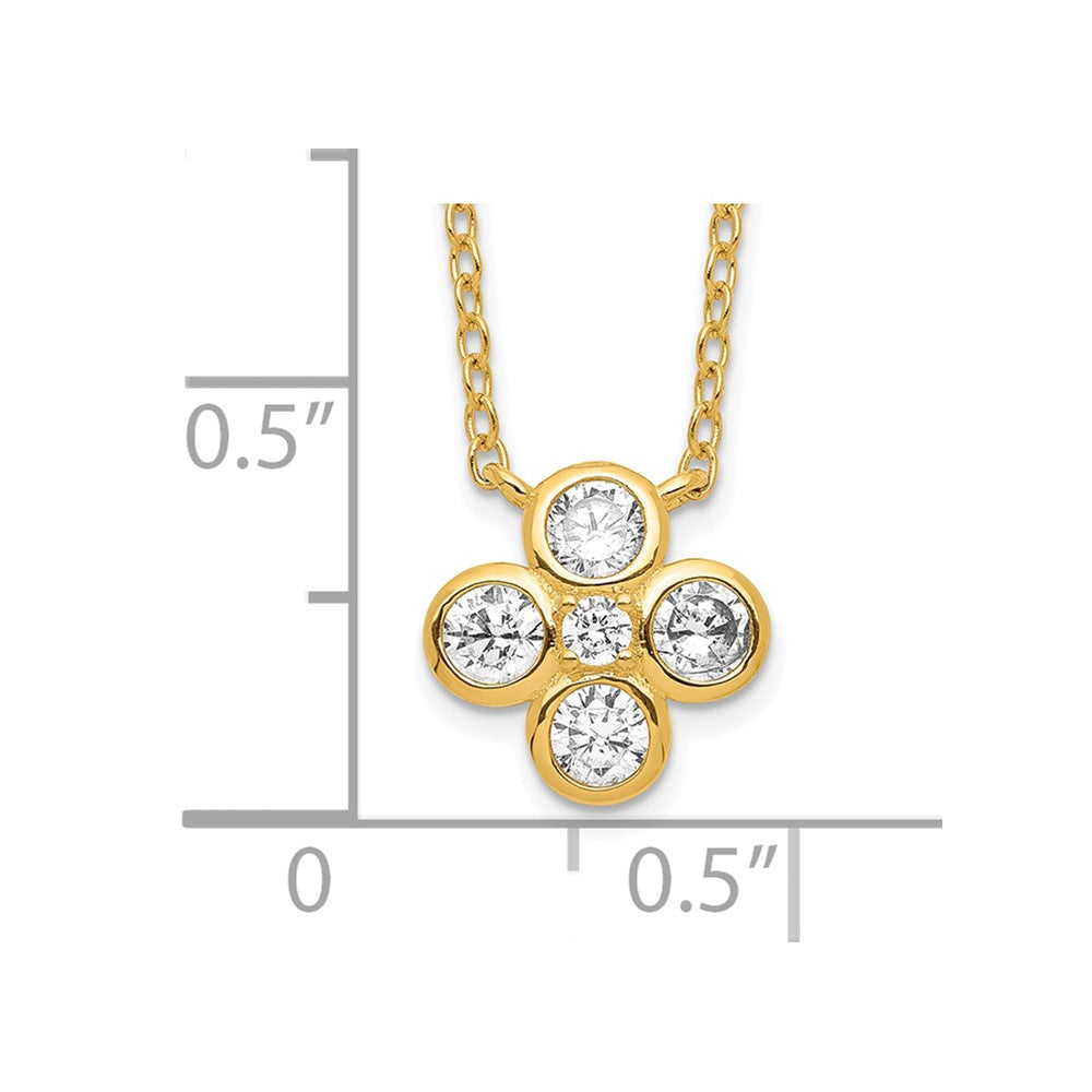 Sterling Silver Gold-plated Polished CZ 18in w/2in ext. Necklace 18 Inches