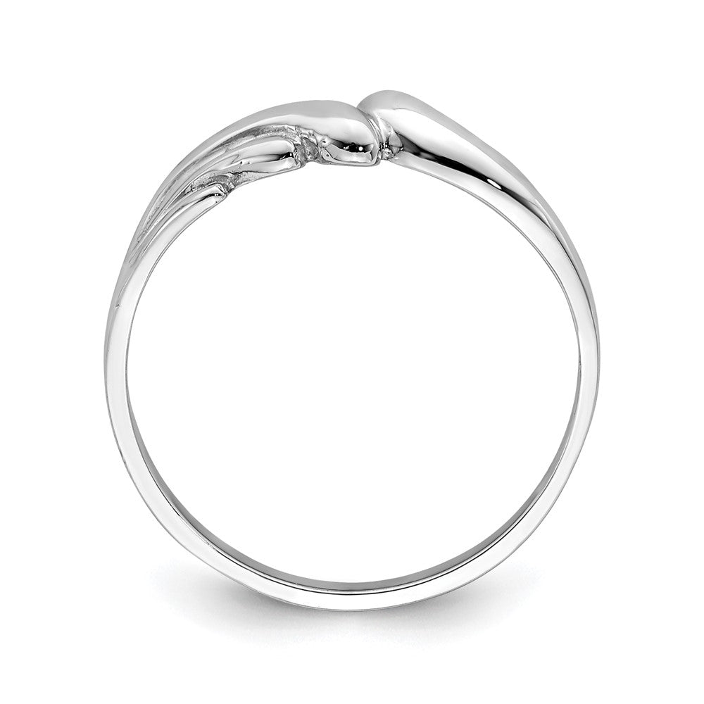 14K White Polished Wave Ring Size 7