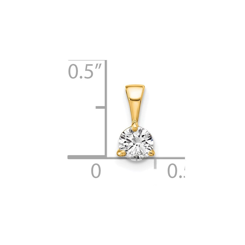 14k 1/3 carat Lab Grown Diamond VS/SI+ G+ Three Prong Solitare Pendant