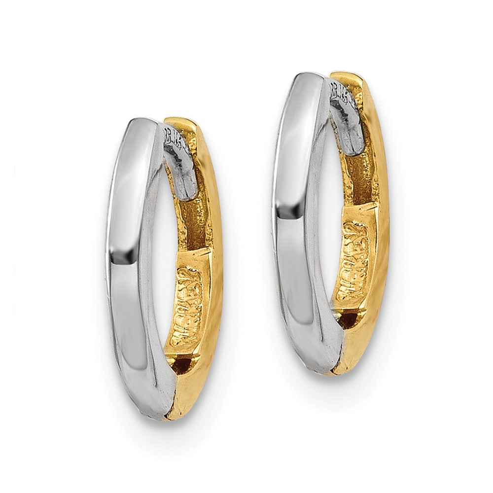 10k Two-tone Mini 1.35mm Round Hinged Hoop Earrings