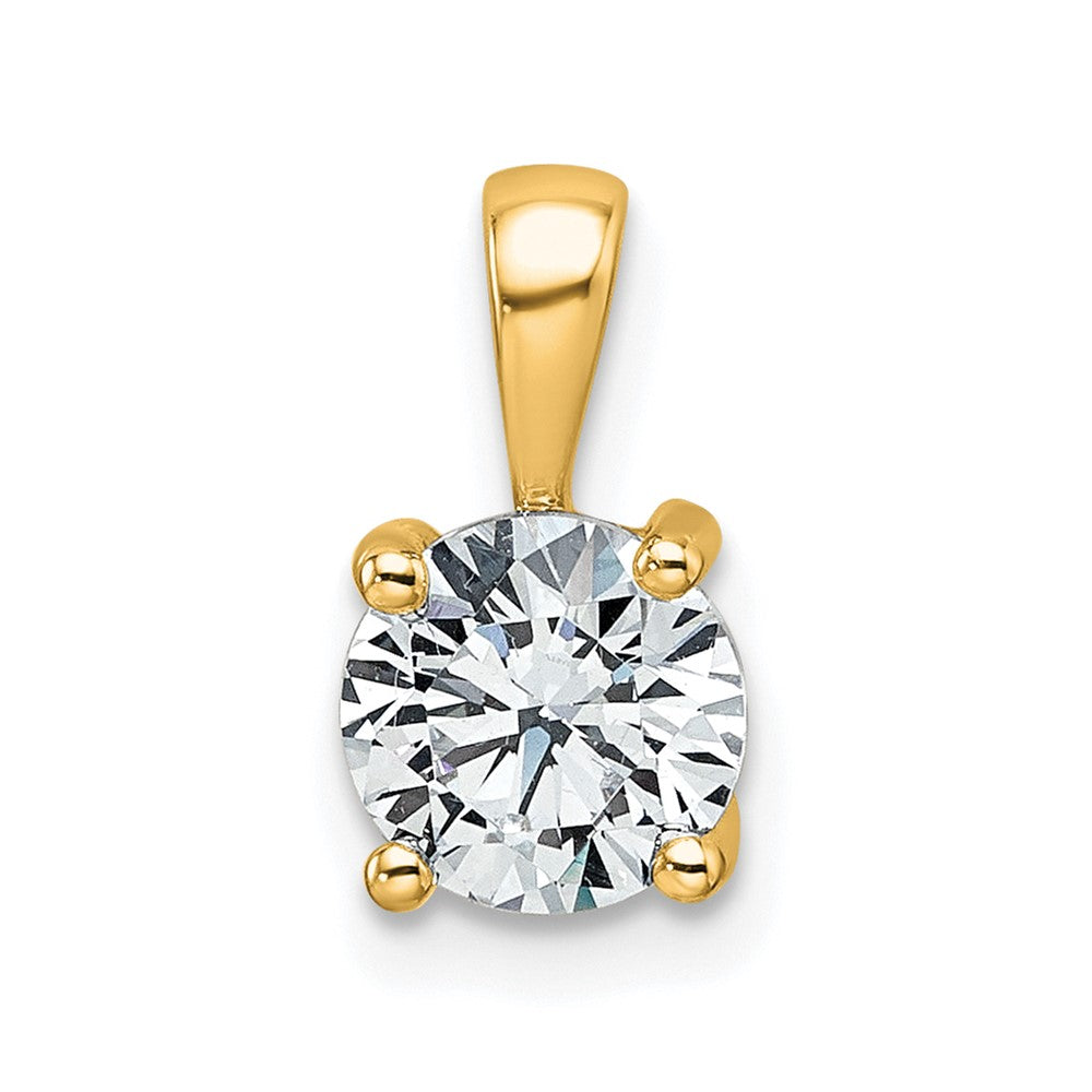 14k 1 carat Lab Grown Diamond VS+ F+ Round Complete Four Prong Pendant