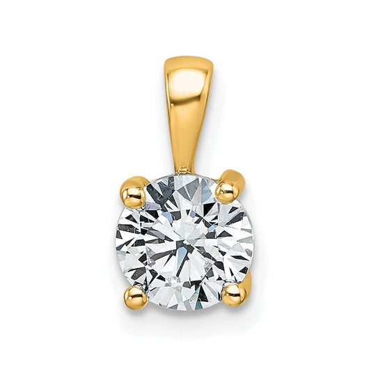 14k 1 carat Lab Grown Diamond VS+ F+ Round Complete Four Prong Pendant