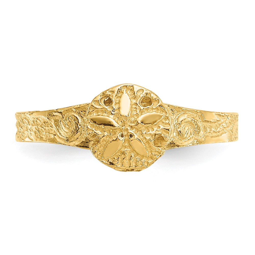 14K Diamond cut Sand Dollar Toe Ring