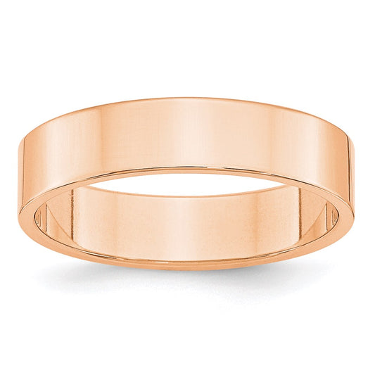 10k Rose Gold 5mm Lightweight Flat Wedding Band Size 13