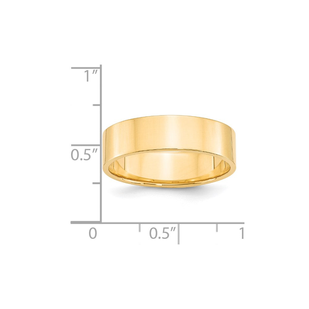 14k Yellow Gold 6mm Lightweight Flat Wedding Band Size 13.5