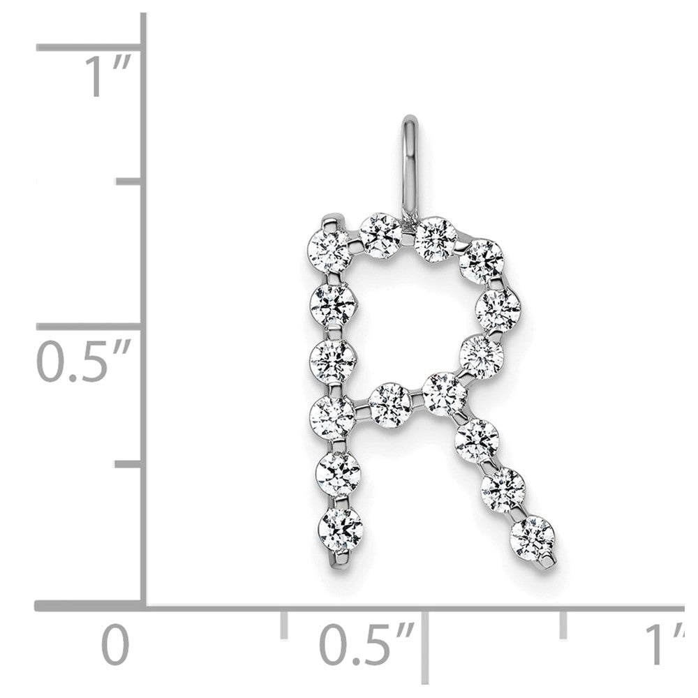 True Origin 14k White Gold 1/2 carat Lab Grown Diamond VS DEF Alphabet R Pendant