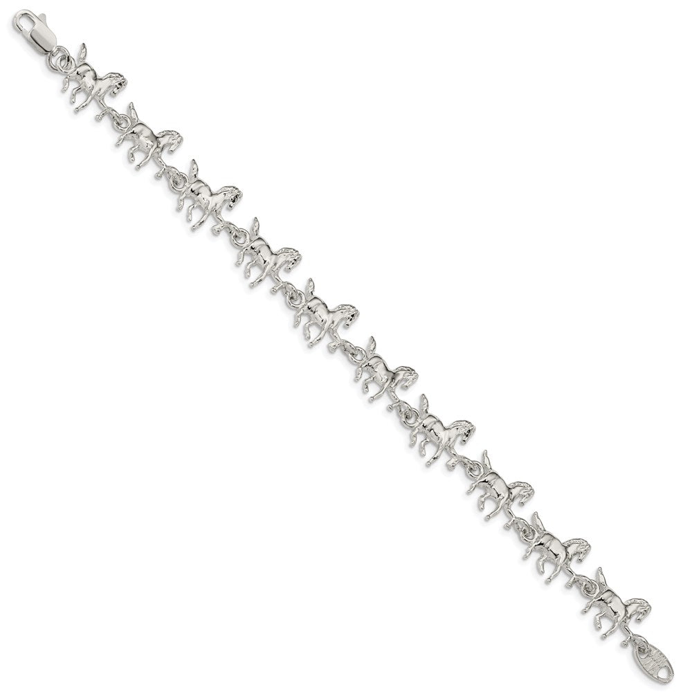 Sterling Silver Horses Bracelet 7 inches