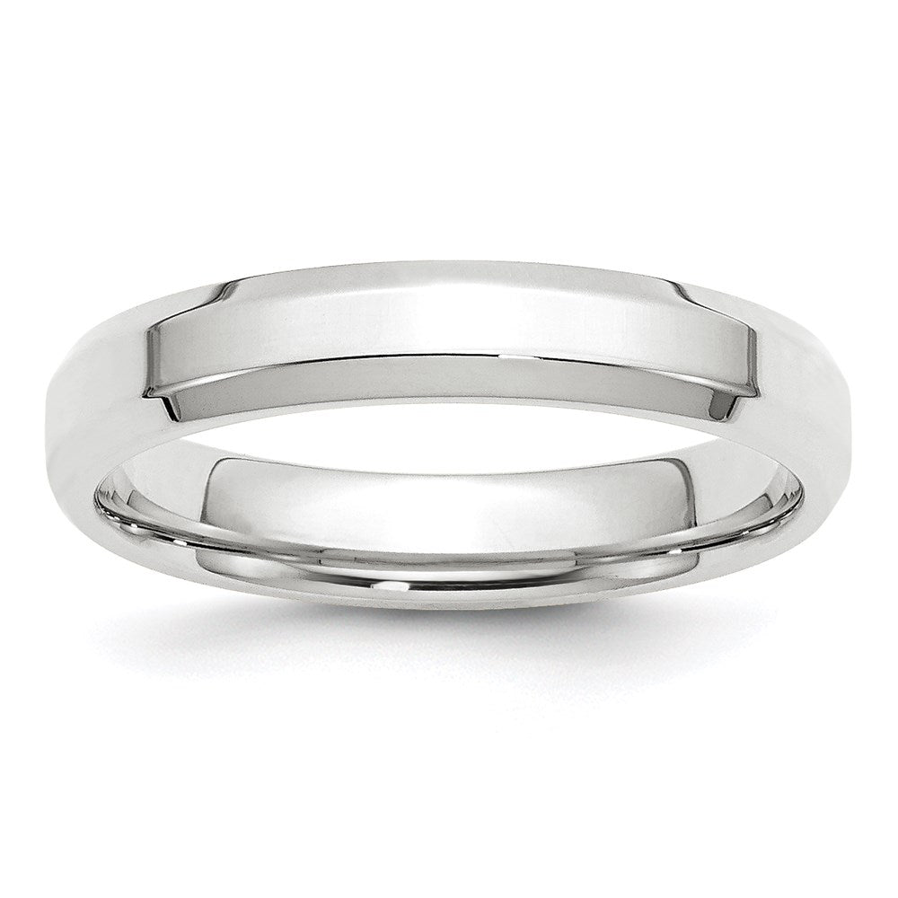 10k White Gold 4mm Beveled Edge Comfort Fit Wedding Band Size 7