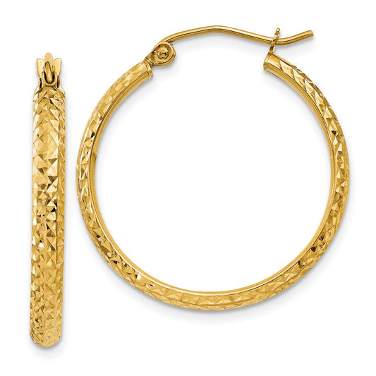 10k D/C 2.8x25mm Hollow Hoop Earrings