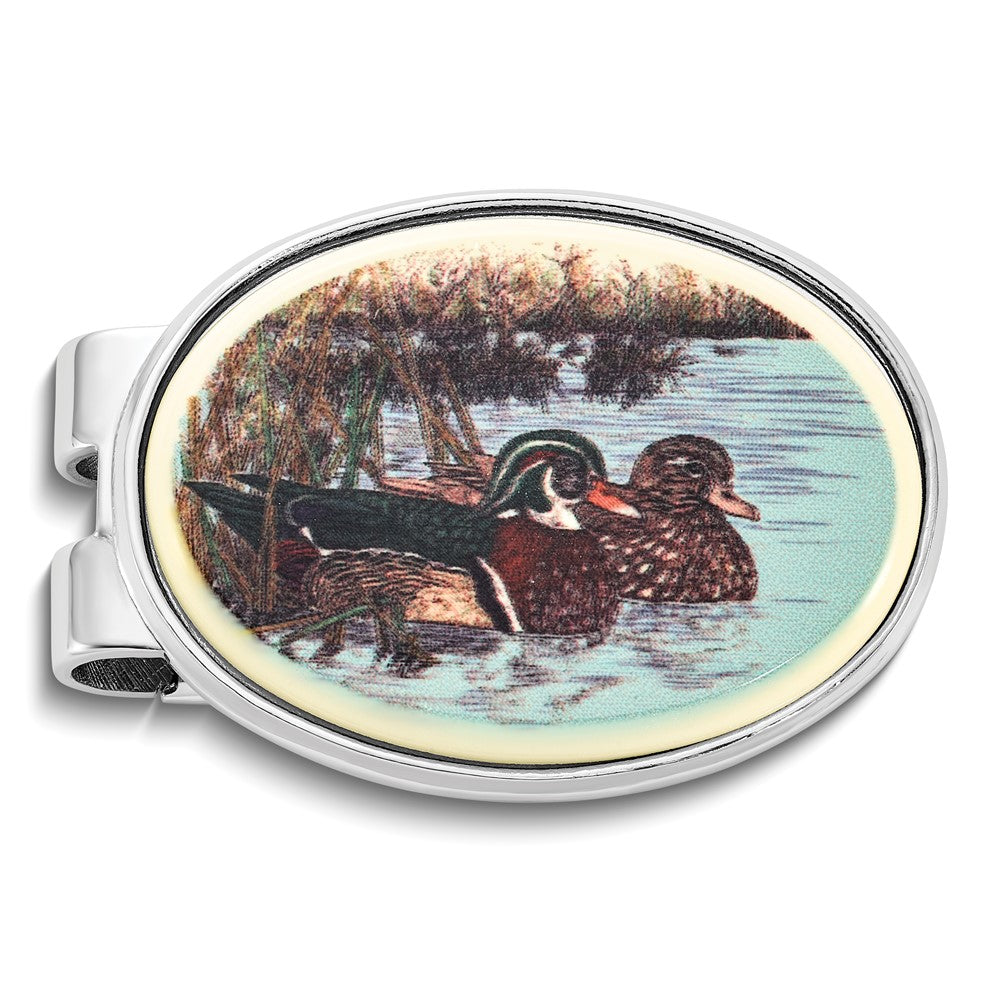 Barlow Designs Color Wood Ducks Oval Money Clip