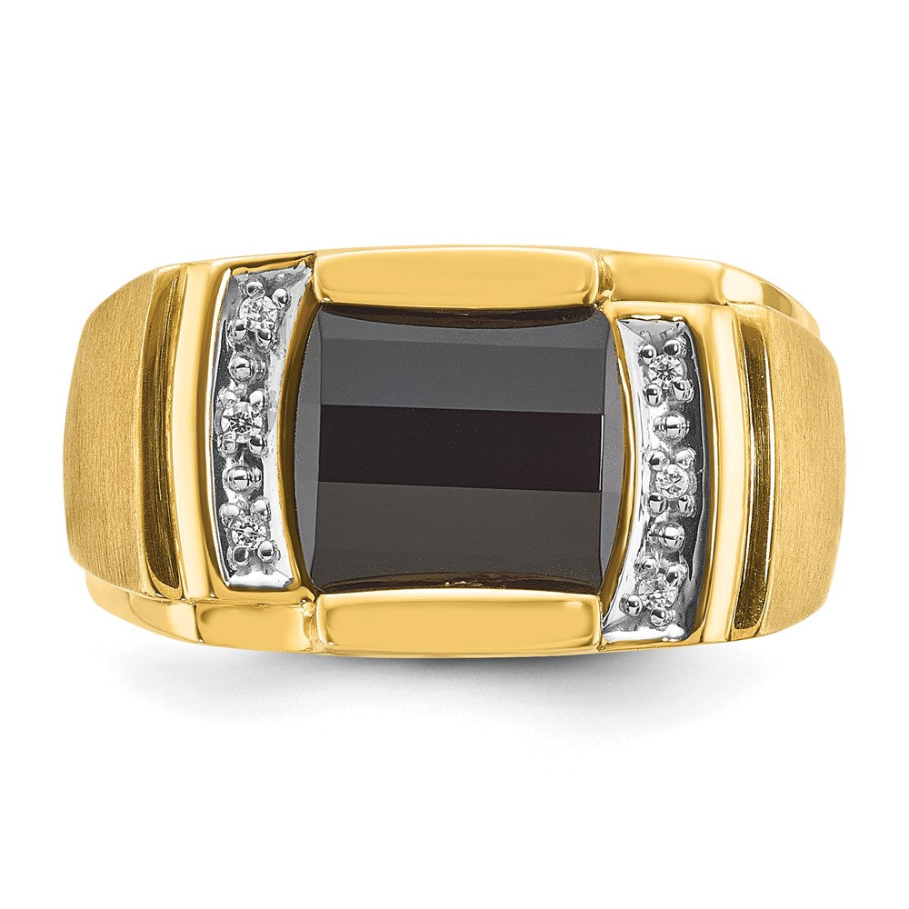 10k IBGoodman Men's Onyx and Diamond Complete Ring