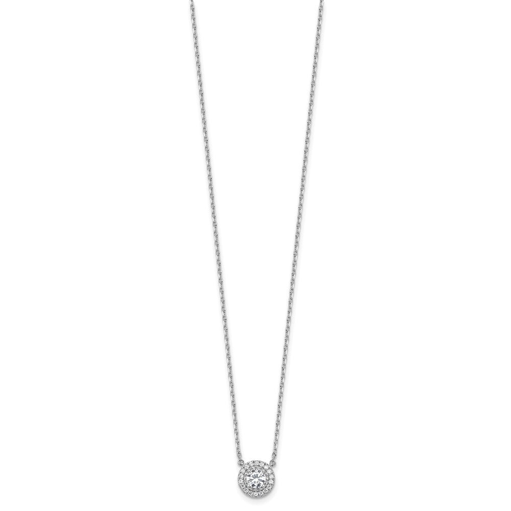 Sterling Shimmer Sterling Silver Rhodium-plated CZ 19 Stone 16 inch with 2 inch extender Round Necklace 16 Inches