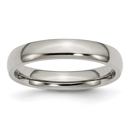 Titanium Polished 4mm Half Round Band Size - 15