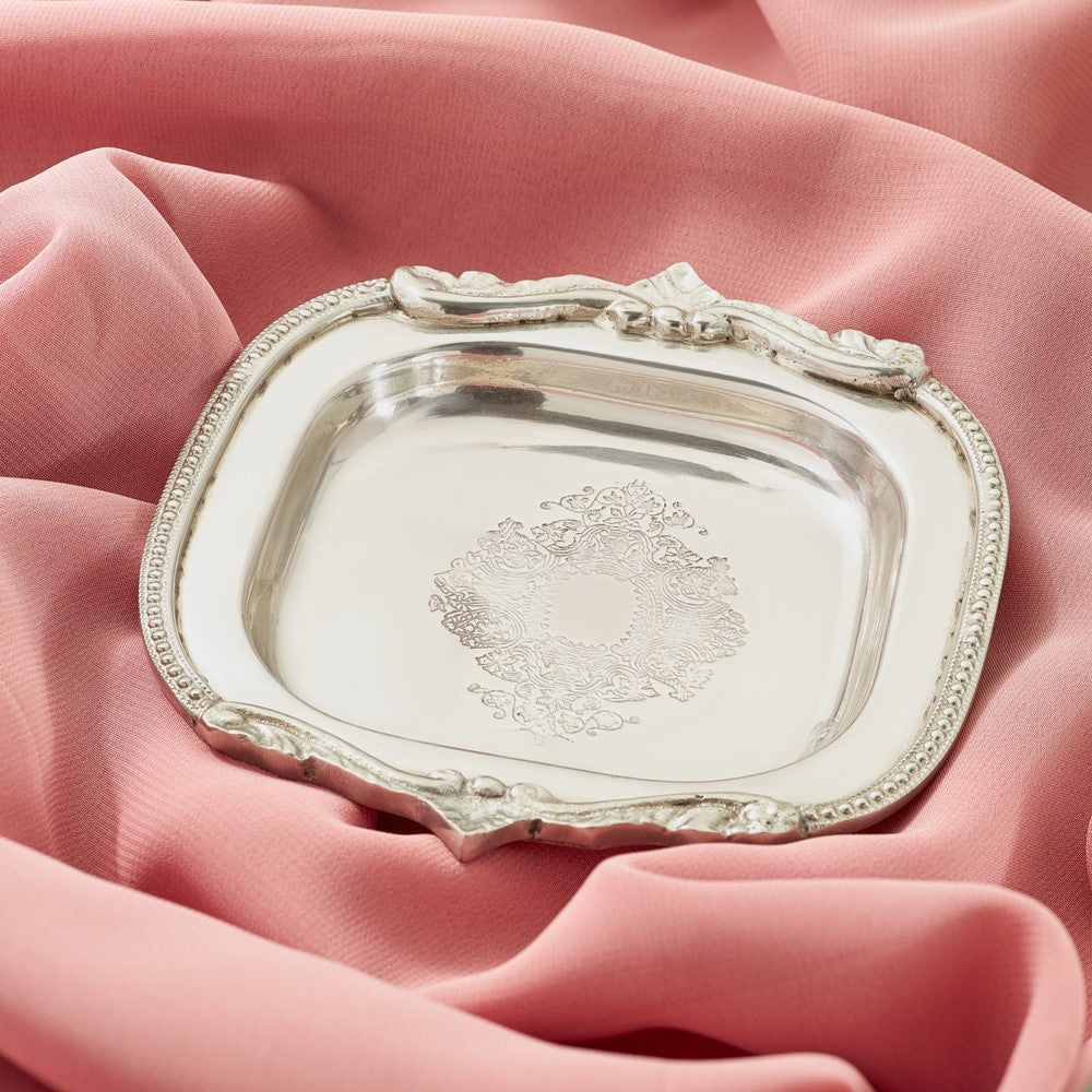 Vintage Antiqued Silver-tone Brass Tray