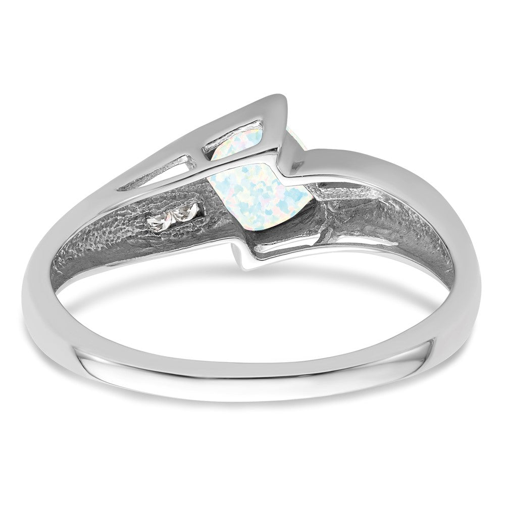 Sterling Silver CR OPal & Diamond Ring