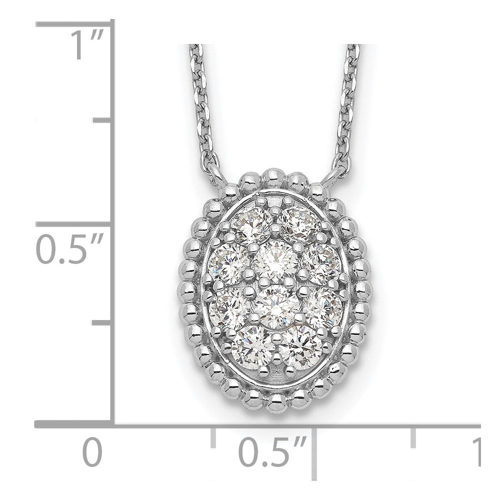 Sterling Shimmer Sterling Silver Rhodium-plated 18 inch 10 Stone Oval CZ Necklace 18 Inches