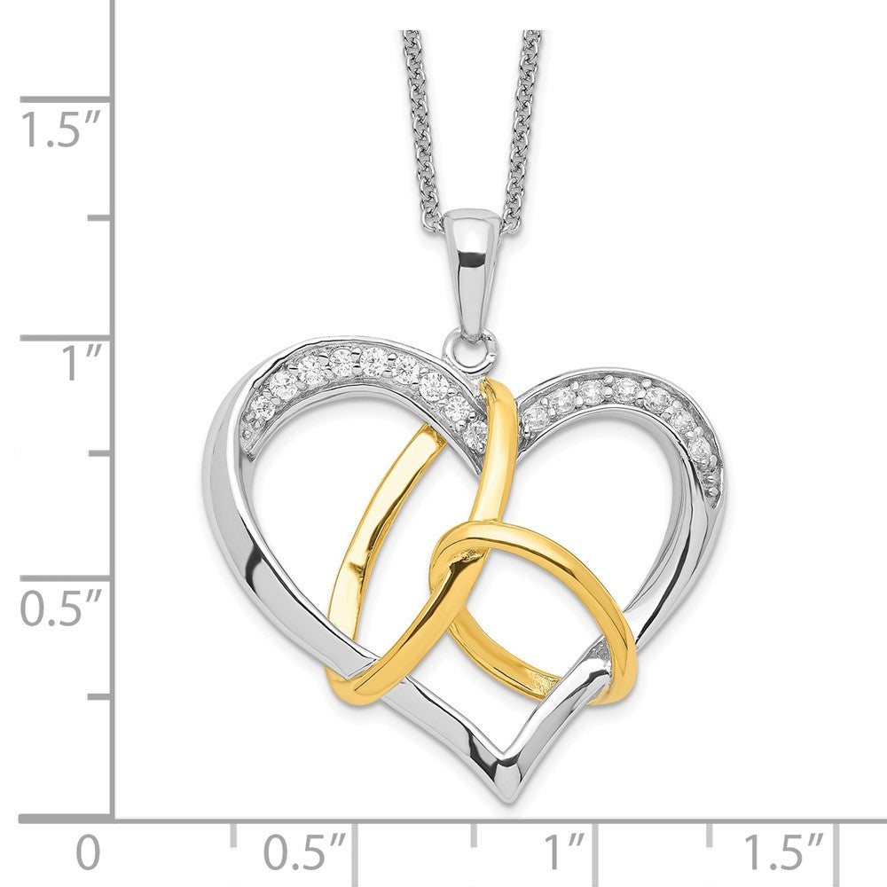 Sentimental Expressions Sterling Silver Gold-plated CZ To Have And To Hold 18in Necklace 18 Inches