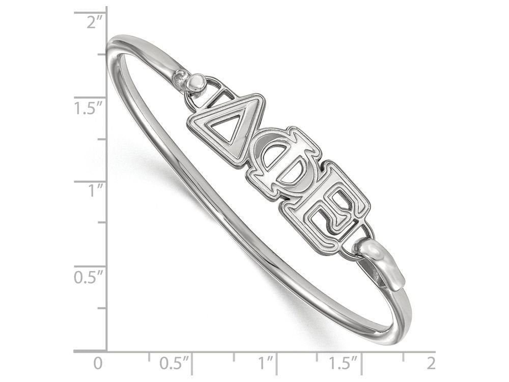 Sterling Silver Official Licensed Greek Sororities 7in Delta Phi Epsilon (???) Small Hook and Clasp Bangle