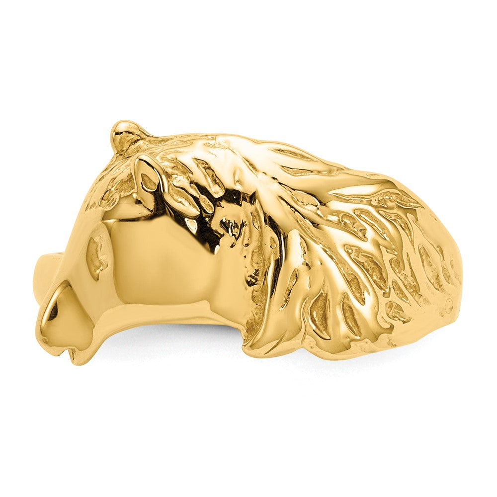 14K Gold Polished Horse Head Ring Size 7