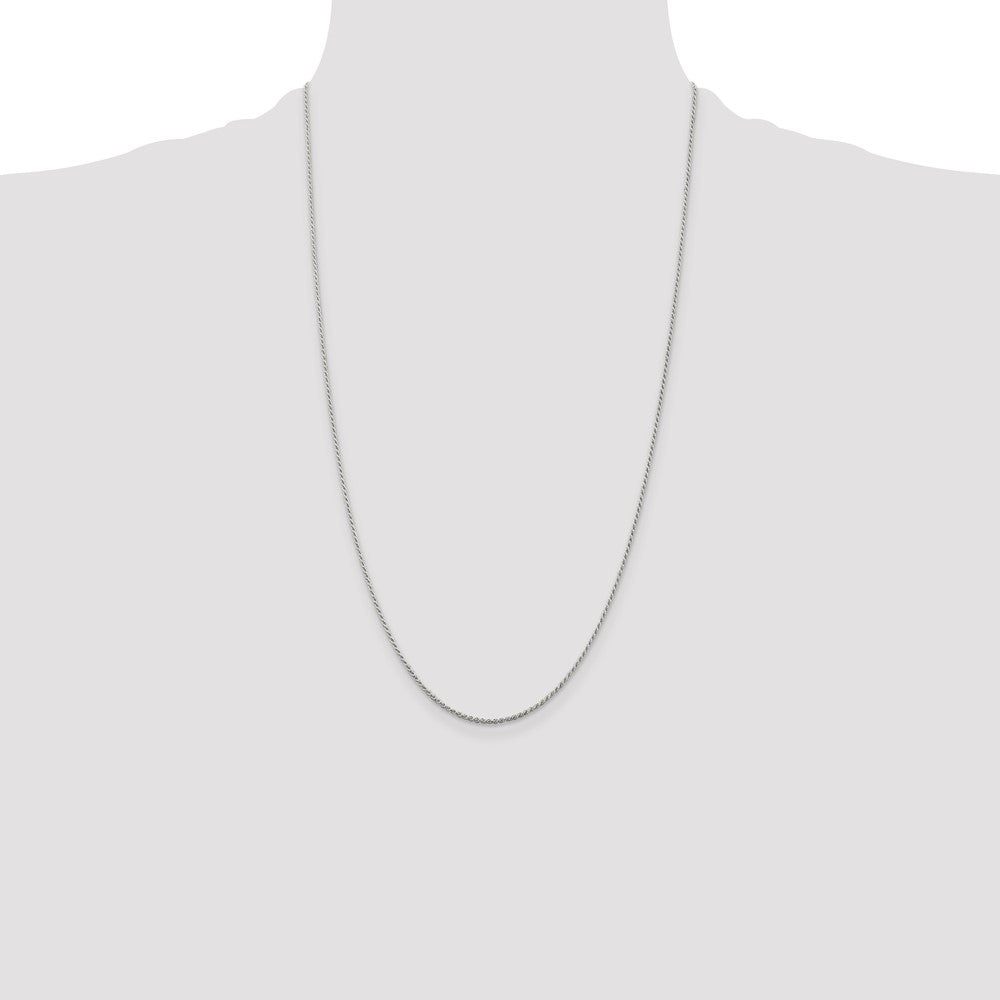 Sterling Silver 1.2mm Diamond-cut Rope Chain 26 Inches