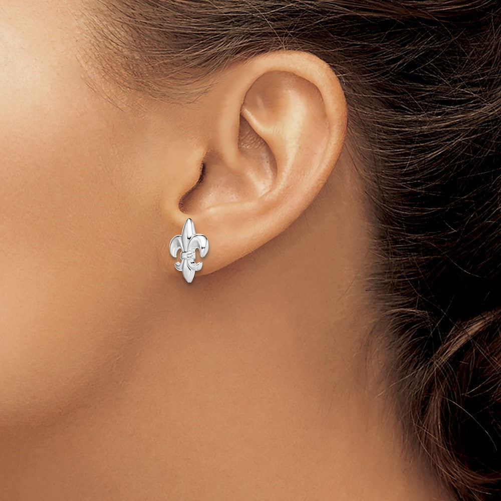 Sterling Silver Rhodium-plated Twisted Omega Back Hoop Earrings