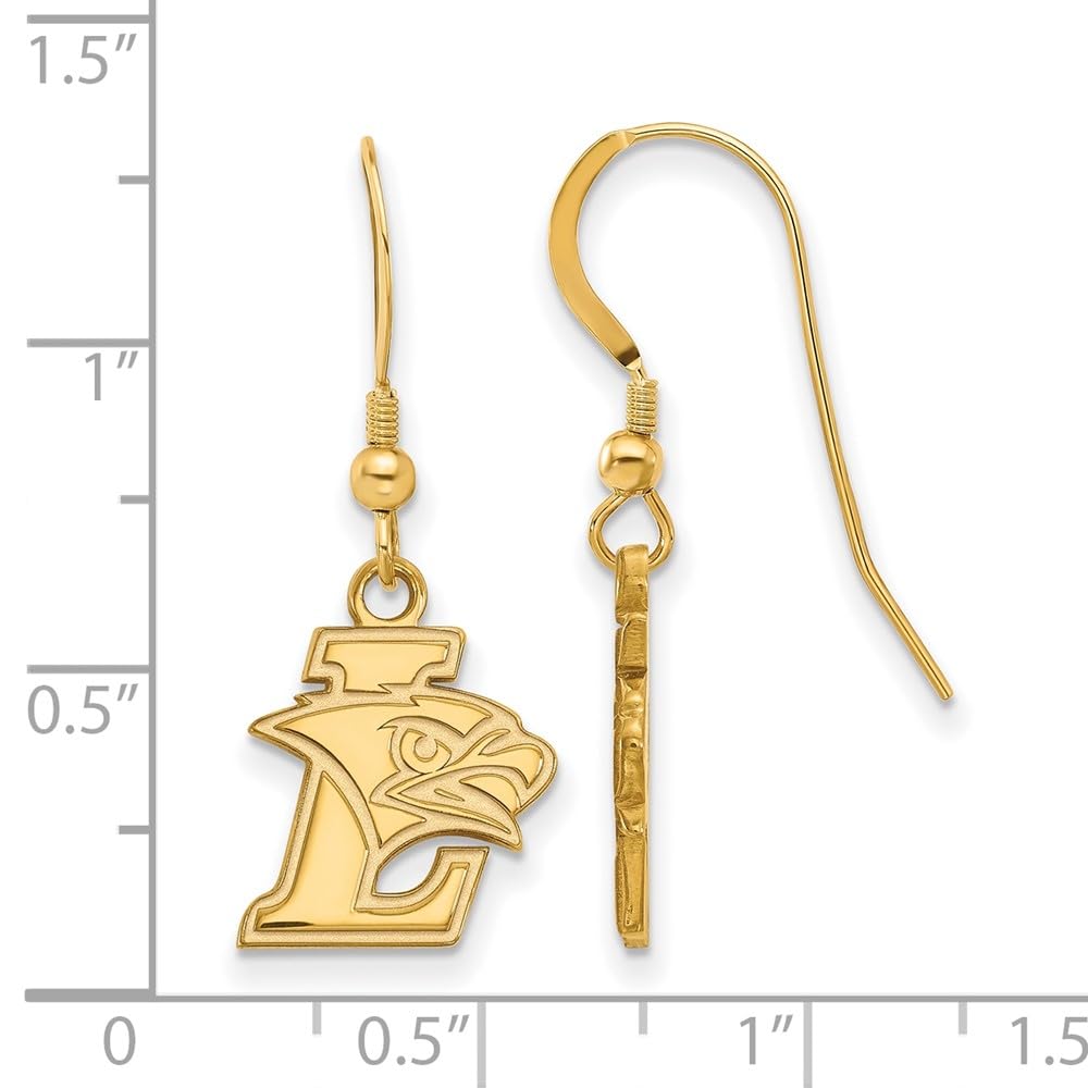 Sterling Silver w/ 14K Yellow Gold-Plated Official Licensed Collegiate Lehigh University (LU) Small Dangle Earring Wire