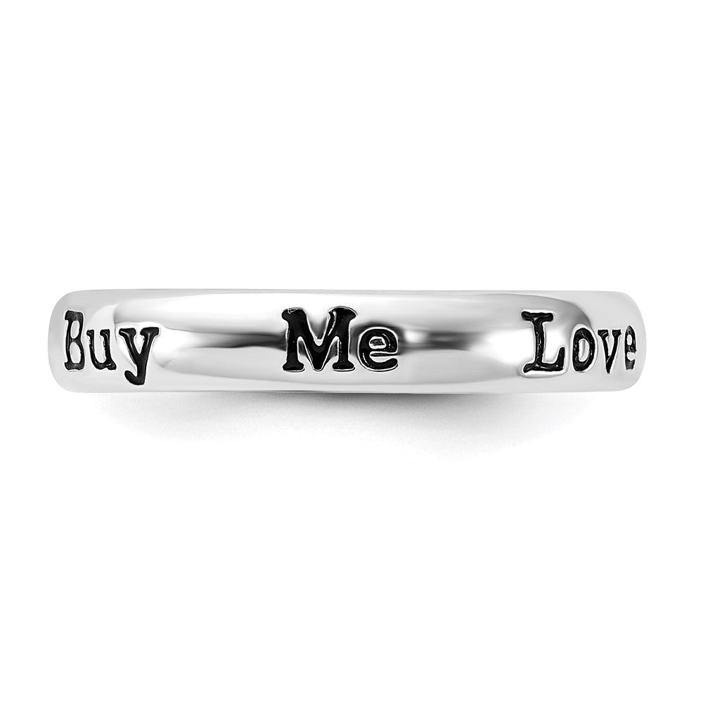 Sterling Silver Stackable Expressions Enameled Lyric Money Can't Buy Me Love Ring