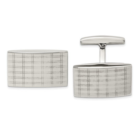 Stainless Steel Polished Laser Design Cuff Links