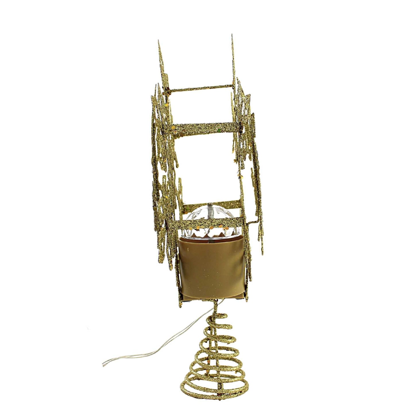 Roman 160250 LED Snowflake Treetop with Timer, Plug-in, White Light, 12-inch Height, Metal, Gold