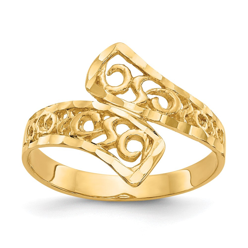 14K By-pass Lace Diamond-cut Ring Size 7