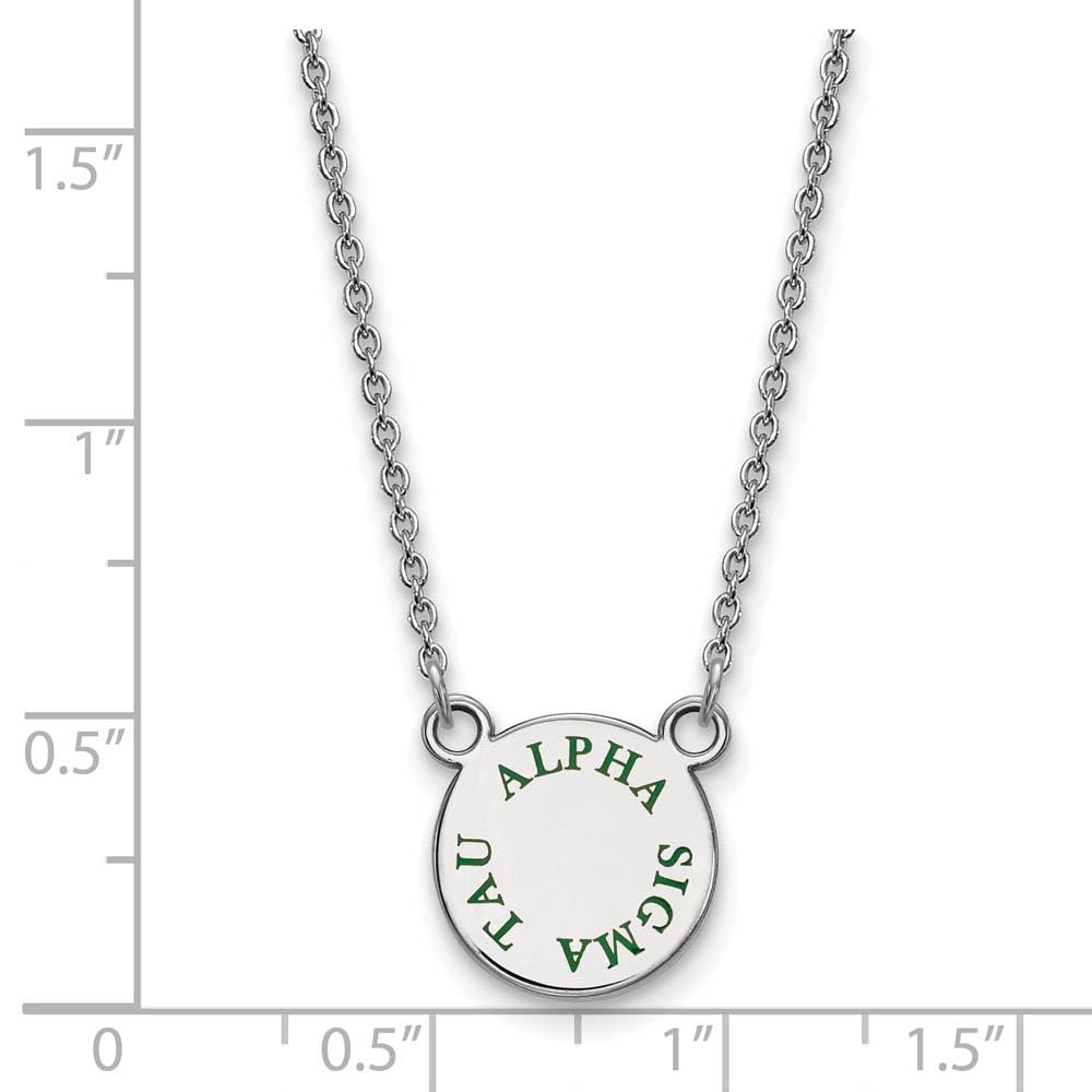 LogoArt Sterling Silver Alpha Sigma Tau Extra Small Enameled Pendant Necklace With 18 Inch